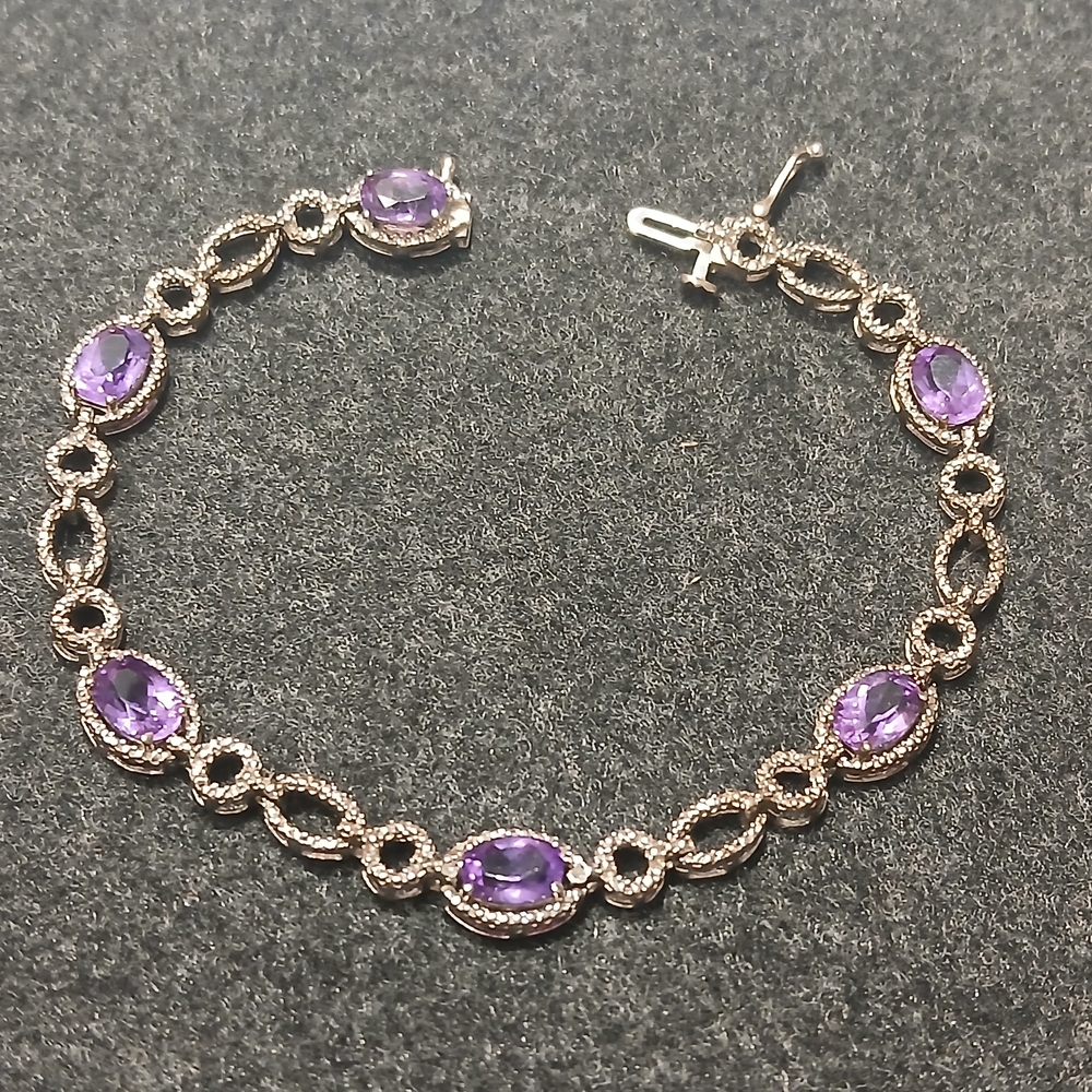 Silver and Amethyst Bracelet